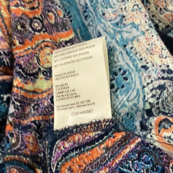 Free People Making Circles Paisley Cotton Long Sleeve Pull On Top Size XS - Picture 10 of 10